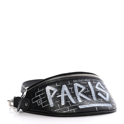 Balenciaga Agneau Arena Graffiti All Over XXS Souvenir Belt Bag Black White 3 of 8