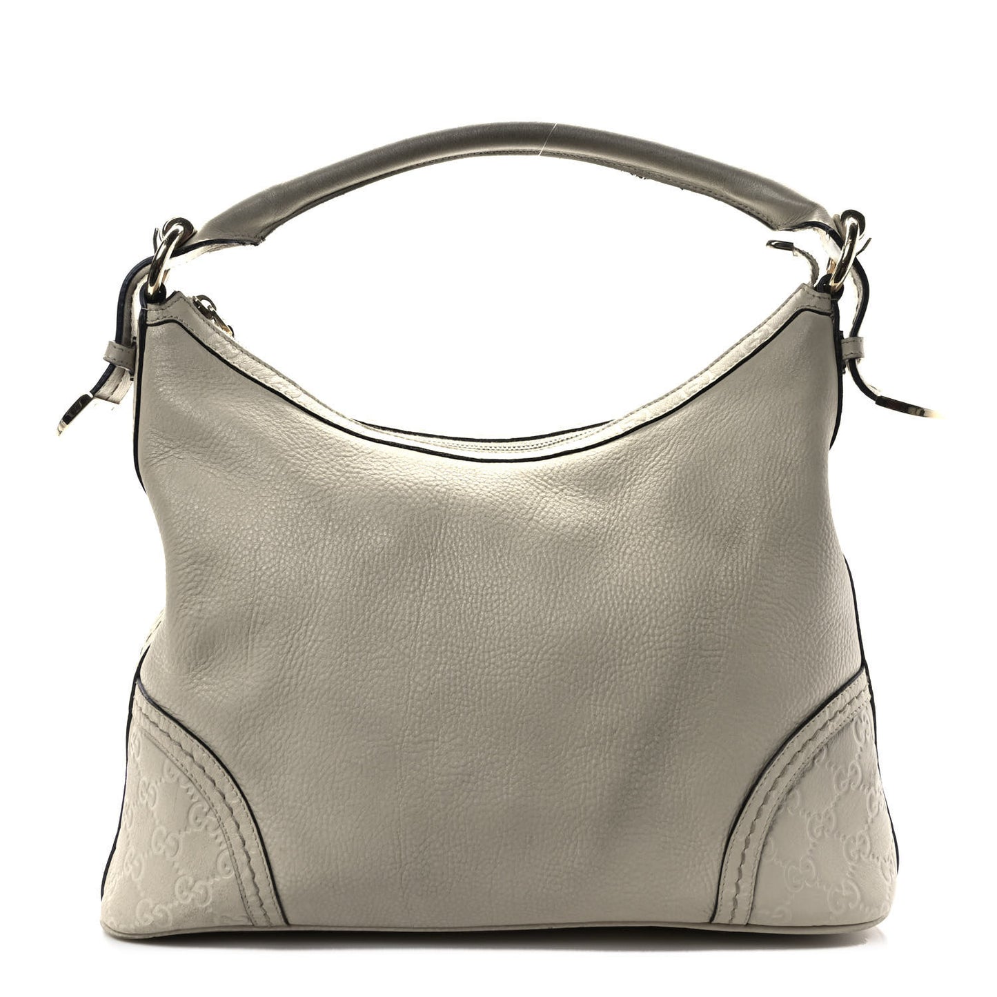 Pebbled Calfskin Guccissima Trim Medium Signoria Hobo Off White
