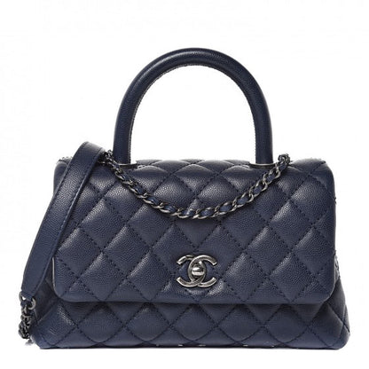 Chanel Caviar Quilted Mini Coco Handle Flap Navy Blue 2 of 9