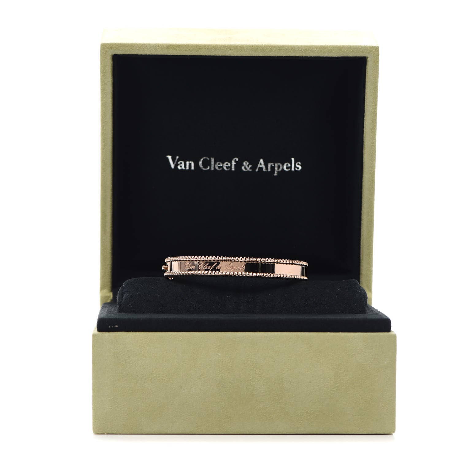 Van Cleef & Arpels 18K Rose Gold Perlee Signature Bangle Bracelet S 7 of 7
