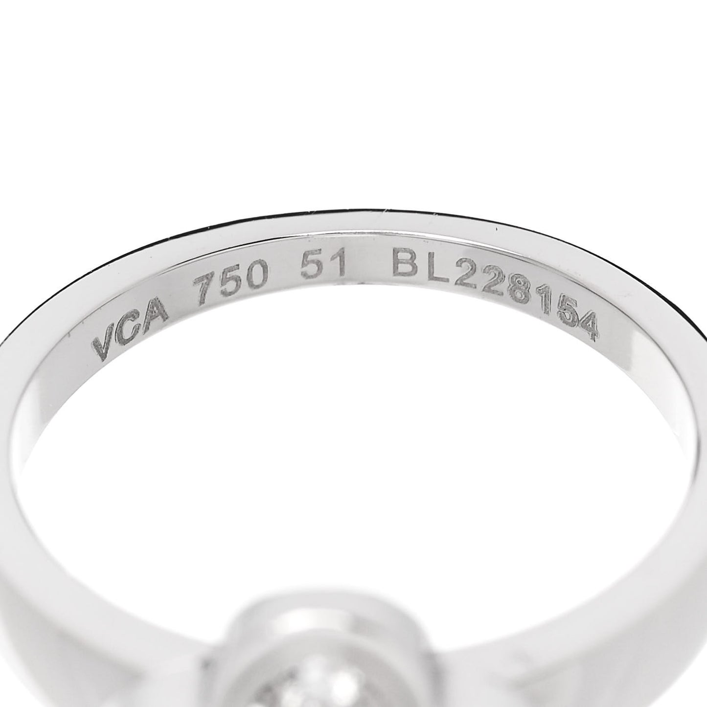 VAN CLEEF & ARPELS 18K White Gold Diamond Pure Alhambra Ring 51 5.75