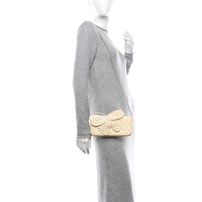 Chanel Lambskin Quilted Butterfly Chain Clutch White 2 of 21