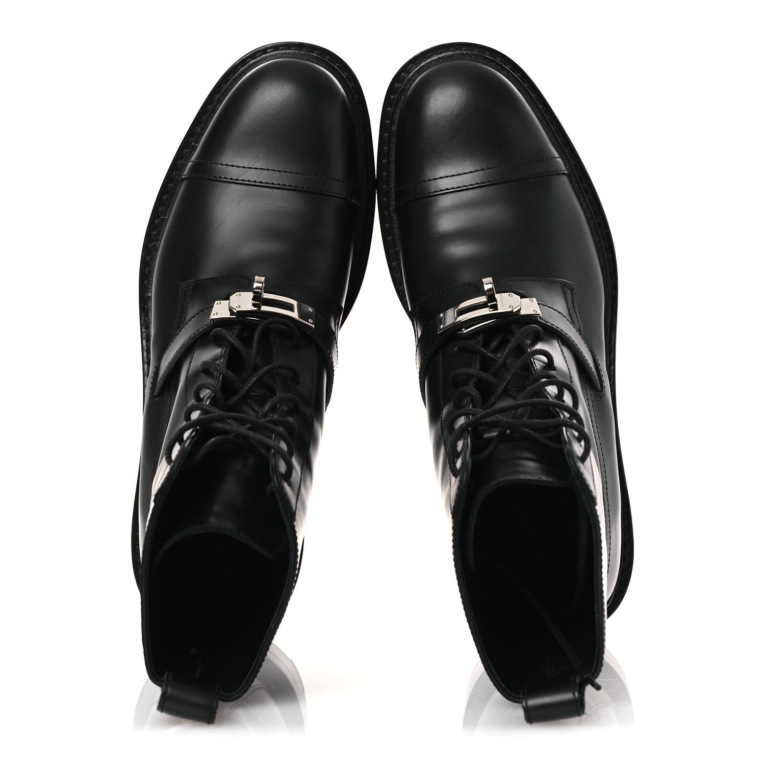 Hermes Glossed Calfskin Funk Ankle Boots 36 Black 1782272