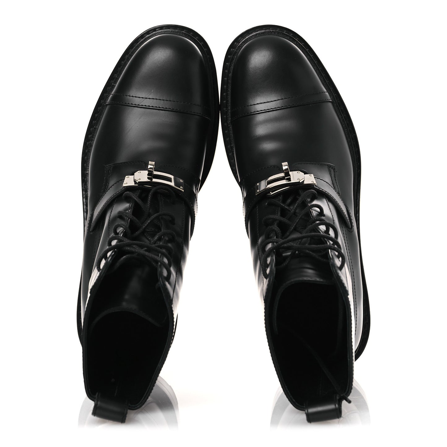 Glossed Calfskin Funk Ankle Boots 36 Black
