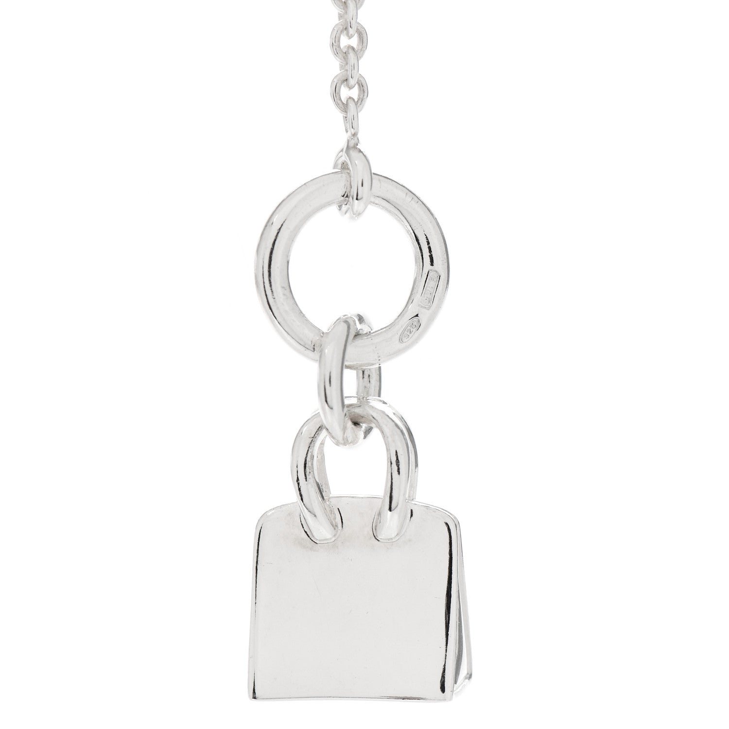 Hermes Sterling Silver Birkin Amulette Pendant Necklace 5 of 5