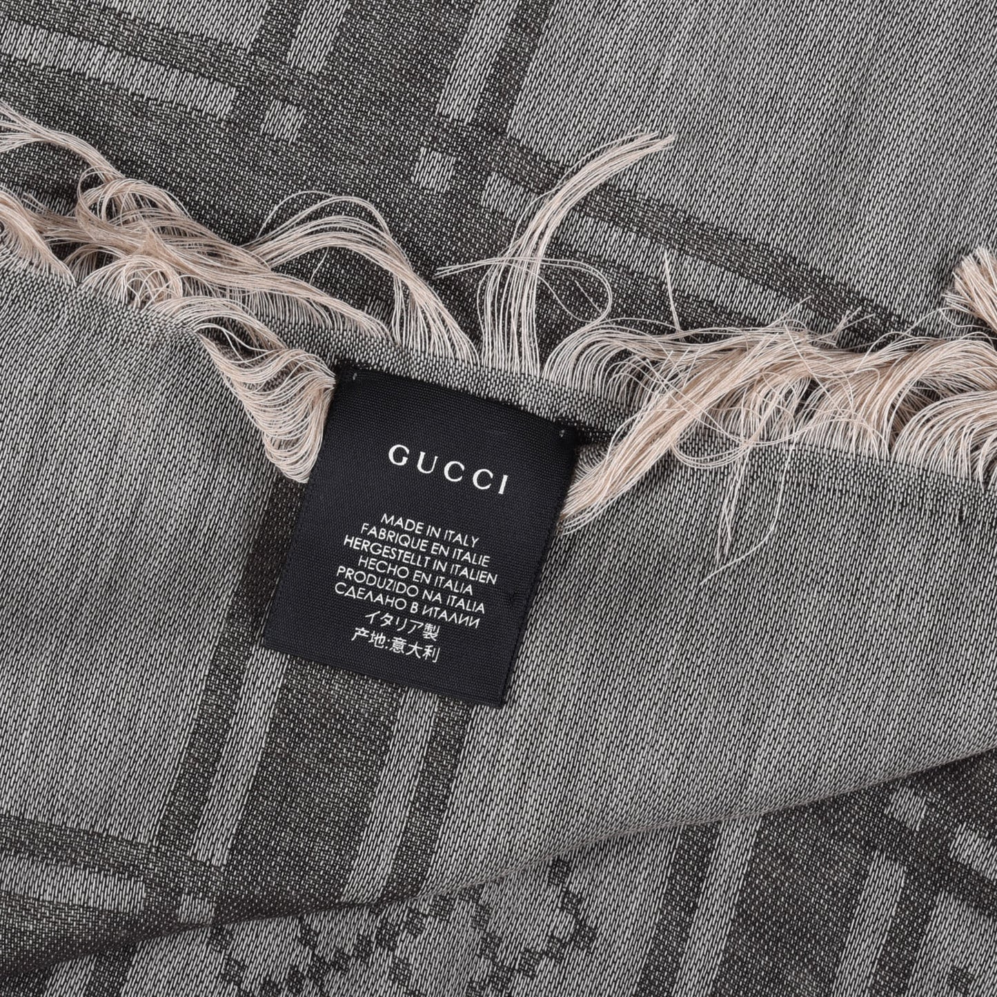 Wool Silk GG Monogram Diamante Plaid Surviee Shawl Beige Dark Brown