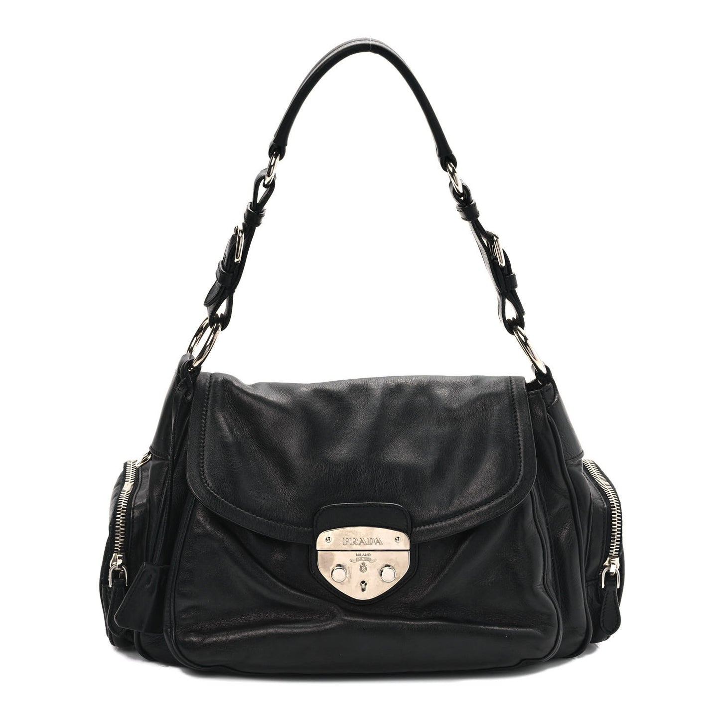 Cervo Antik Easy A Foldover Pushlock Flap Shoulder Bag Black