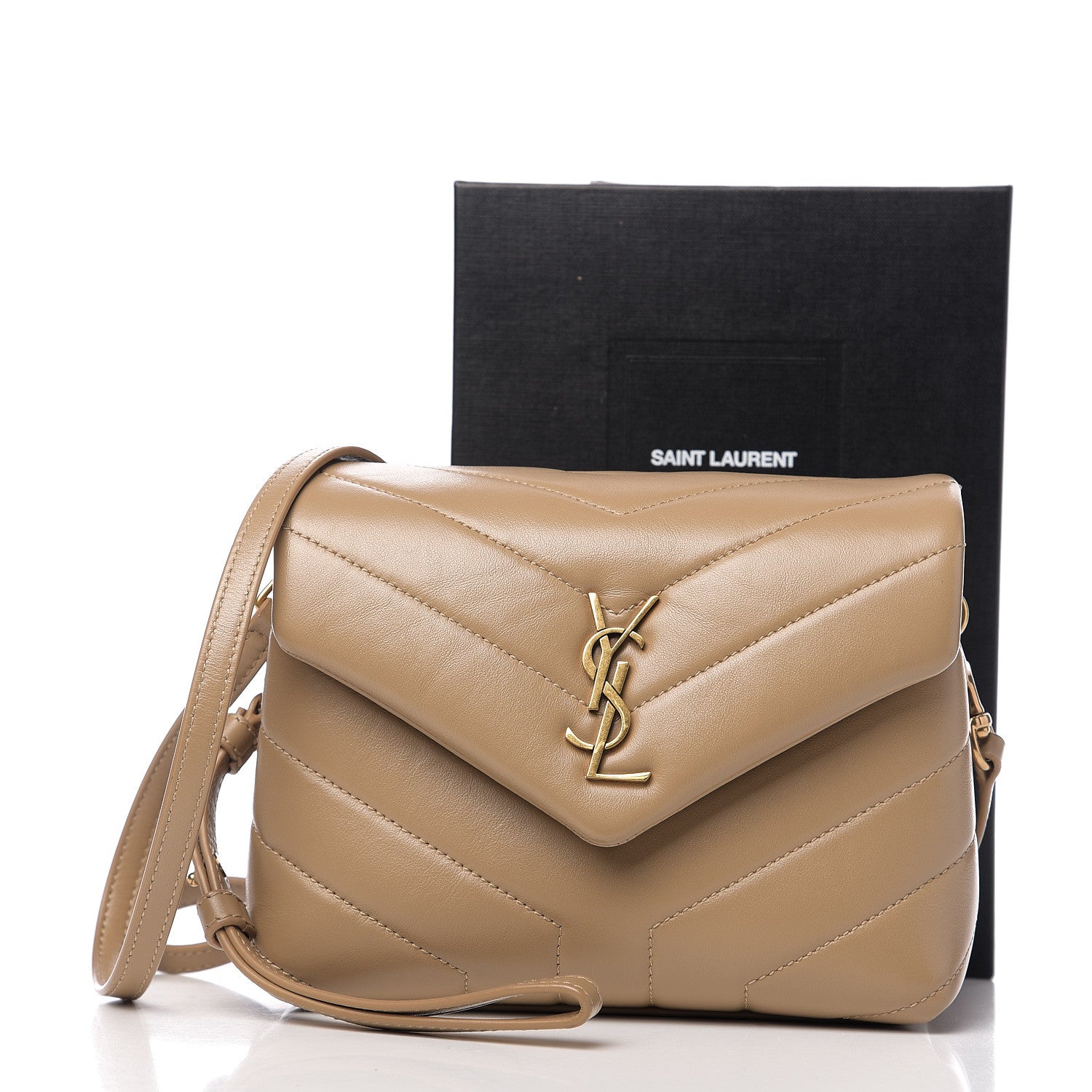 Saint Laurent Calfskin Y Quilted Monogram Toy Loulou Satchel Cork 10 of 10