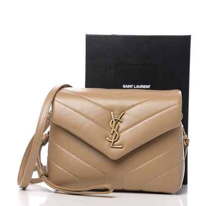 Saint Laurent Calfskin Y Quilted Monogram Toy Loulou Satchel Cork 10 of 10