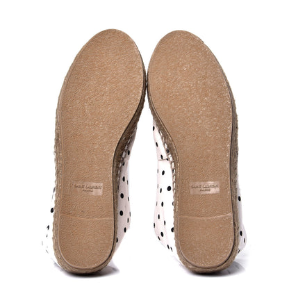 Saint Laurent Canvas Nappa Polka Dot Elba Light Logo Embroidered Espadrilles 39 Cream Black 5 of 6