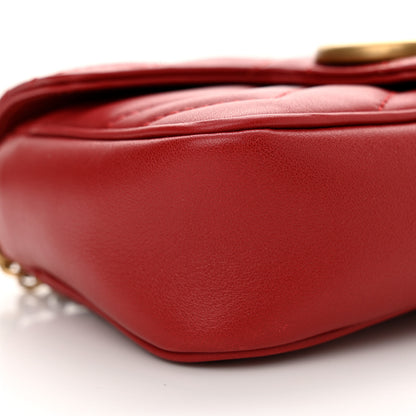Gucci Calfskin Matelasse Super Mini GG Marmont Shoulder Bag Hibiscus Red 9 of 10