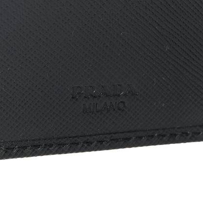 Prada Saffiano Metal Triangle Large Flap Wallet Black 6 of 8