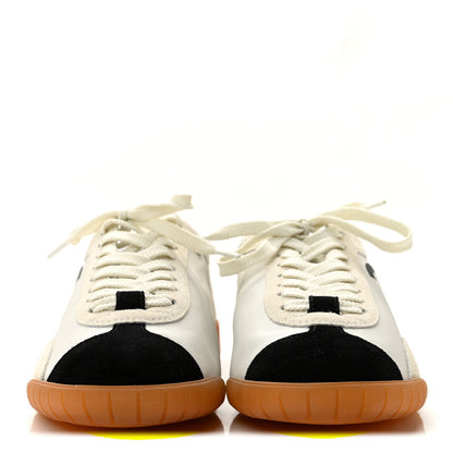 Chanel Calfskin Embossed Suede Sneakers 38.5 White Black 3 of 10