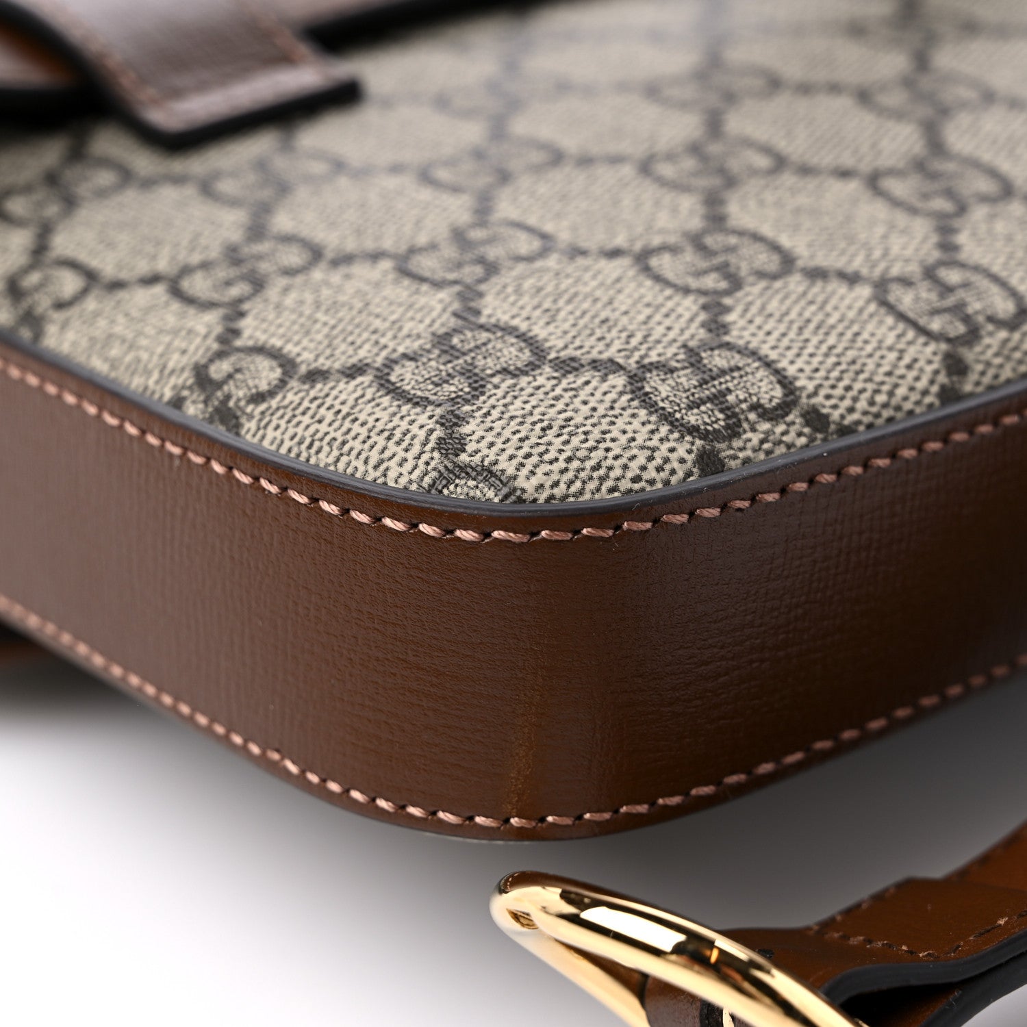 Gucci GG Supreme Monogram Azalea Calfskin Web Jackie 1961 Belt Bag 100 40 Beige Ebony Brown Sugar 9 of 10