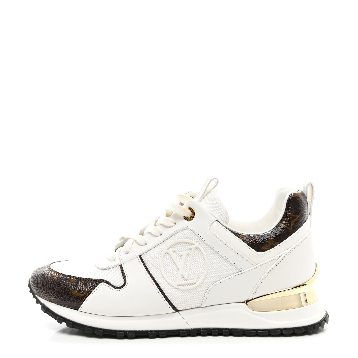 Calfskin Monogram Run Away Sneakers 37.5 White