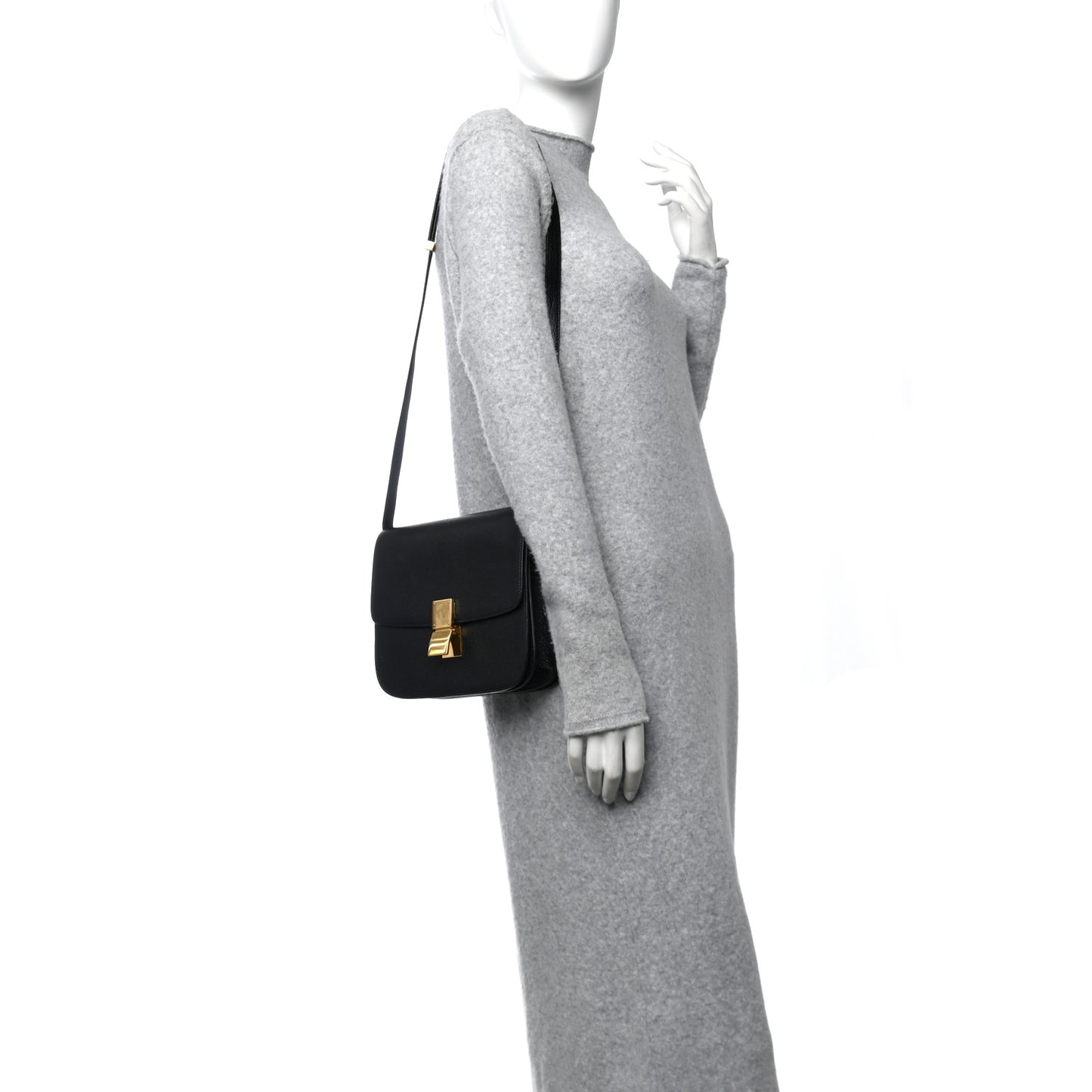Goatskin Medium Classic Box Flap Bag Black