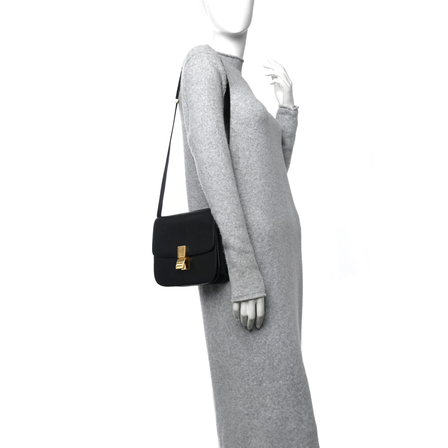 Celine Goatskin Medium Classic Box Flap Bag Black 2 of 10