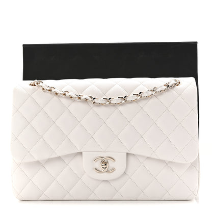 Chanel Caviar Quilted Jumbo Double Flap White 11 of 11