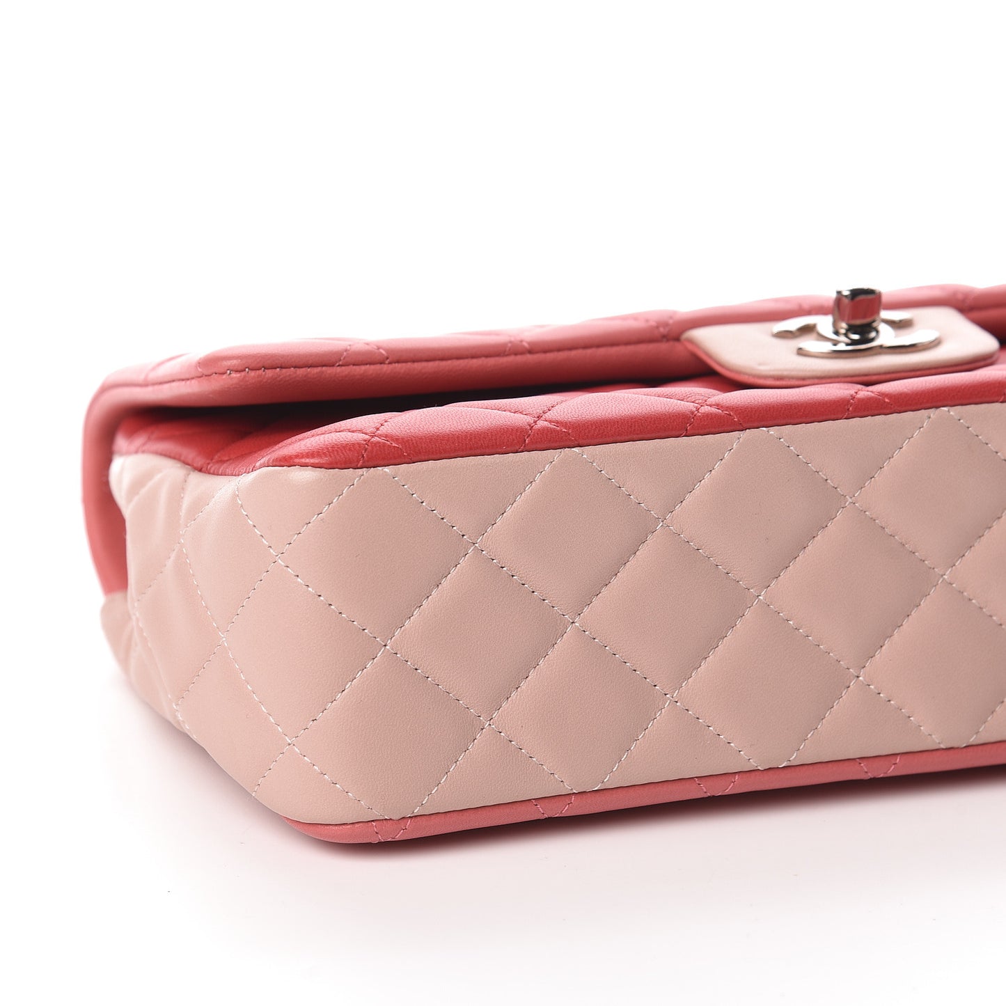 Lambskin Quilted Tri-Color Medium Valentine Charms Single Flap Pink