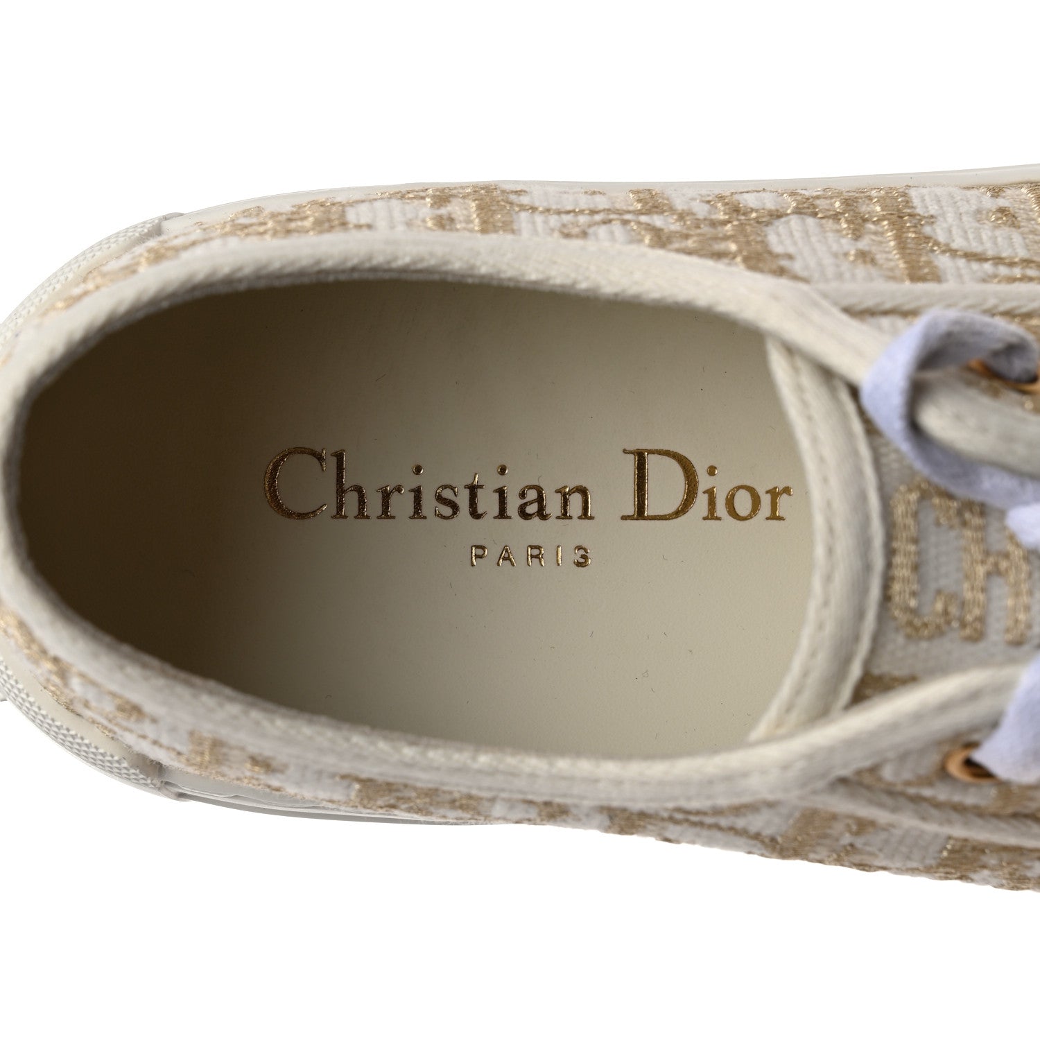 Christian Dior Canvas Lurex Oblique Walk'N'Dior Platform Sneakers 37.5 Pale Gold 6 of 9
