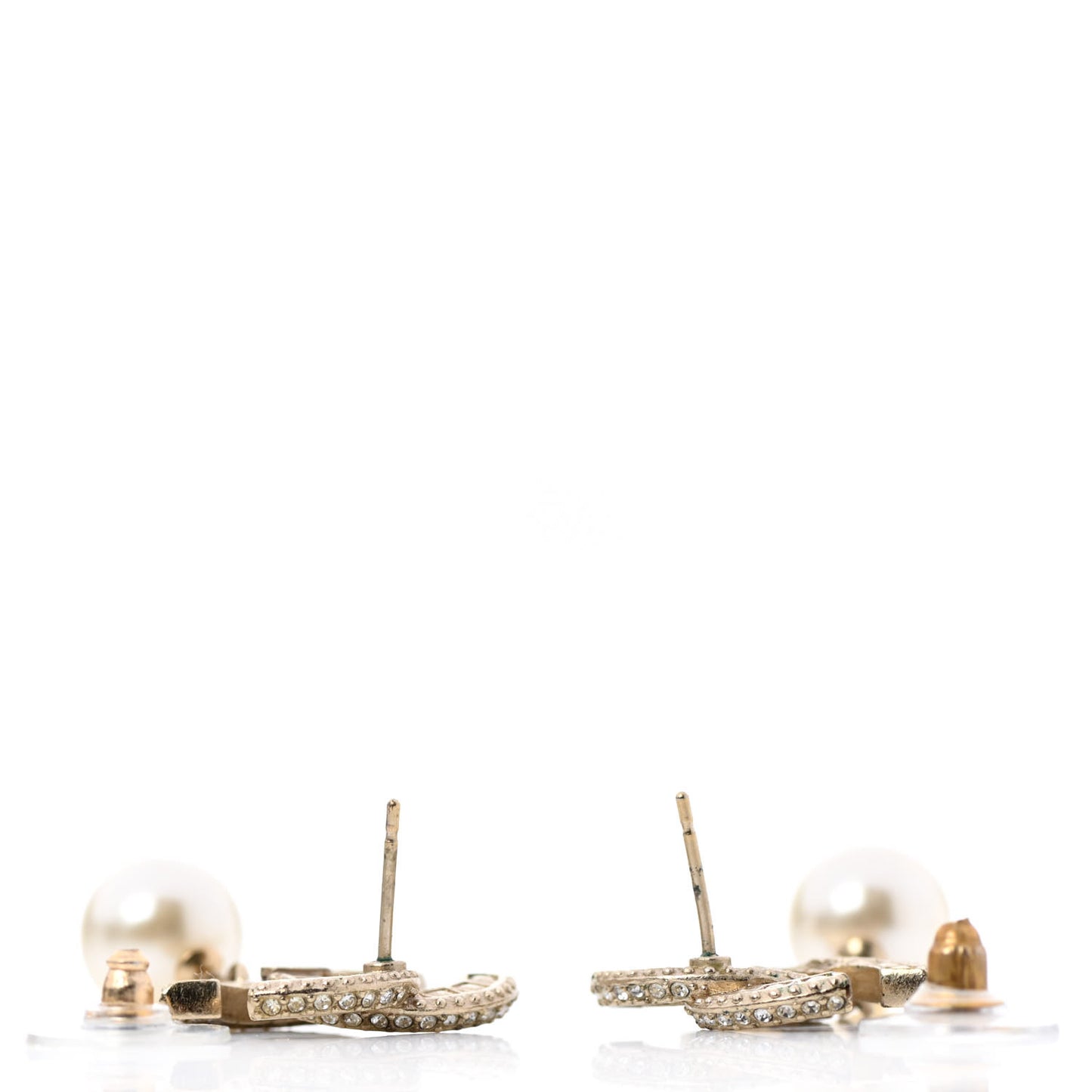 Crystal Timeless CC Pearl Drop Earrings Light Gold