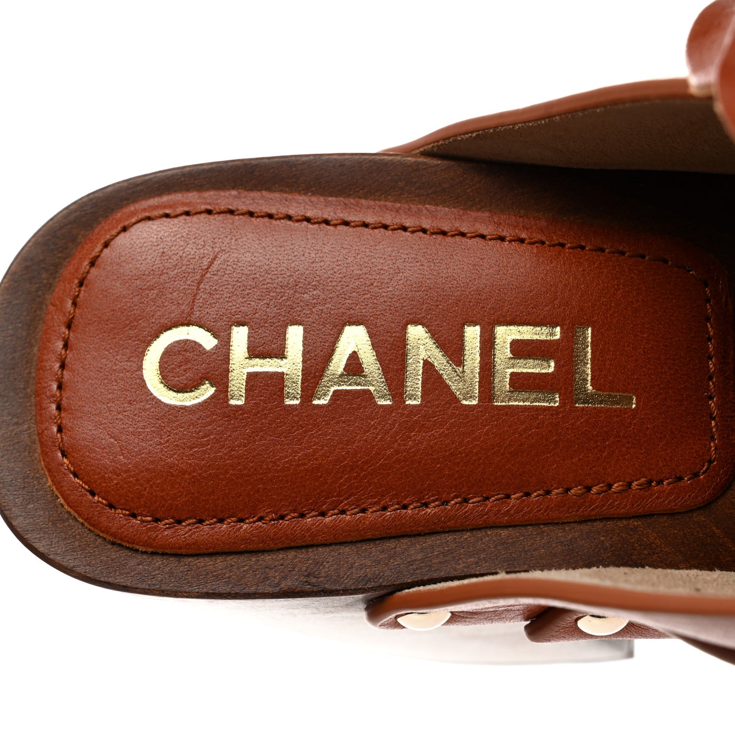Calfskin Camellia Clogs 37 Brown