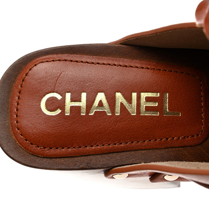 Chanel Calfskin Camellia Clogs 37 Brown 8 of 8