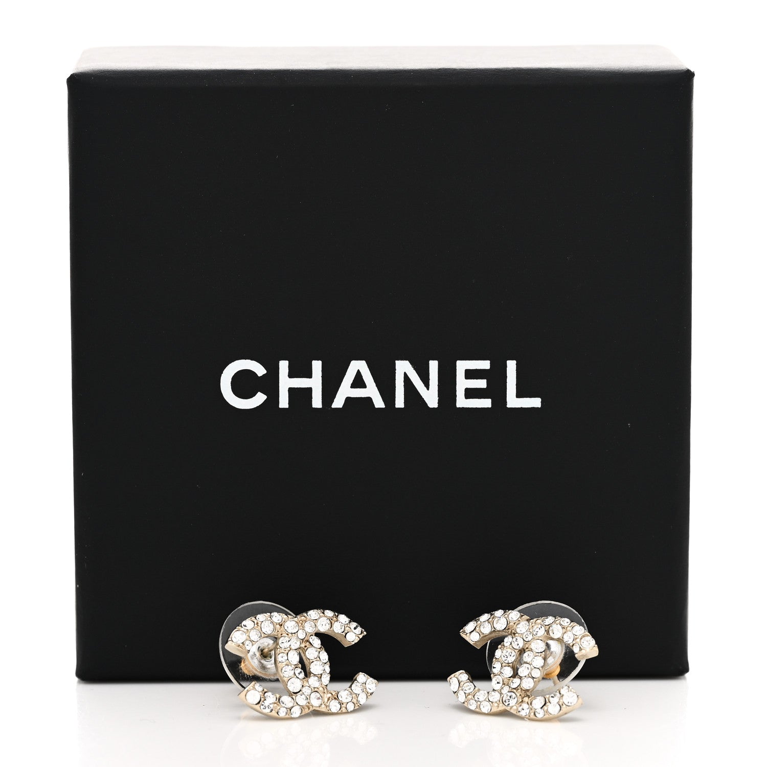Chanel Crystal CC Earrings Gold 5 of 5
