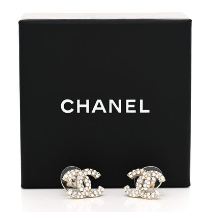 Chanel Crystal CC Earrings Gold 5 of 5