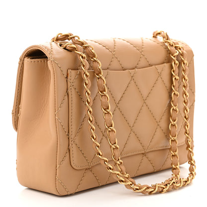 Chanel Calfskin Quilted Medium Wild Stitch Flap Beige 3 of 11