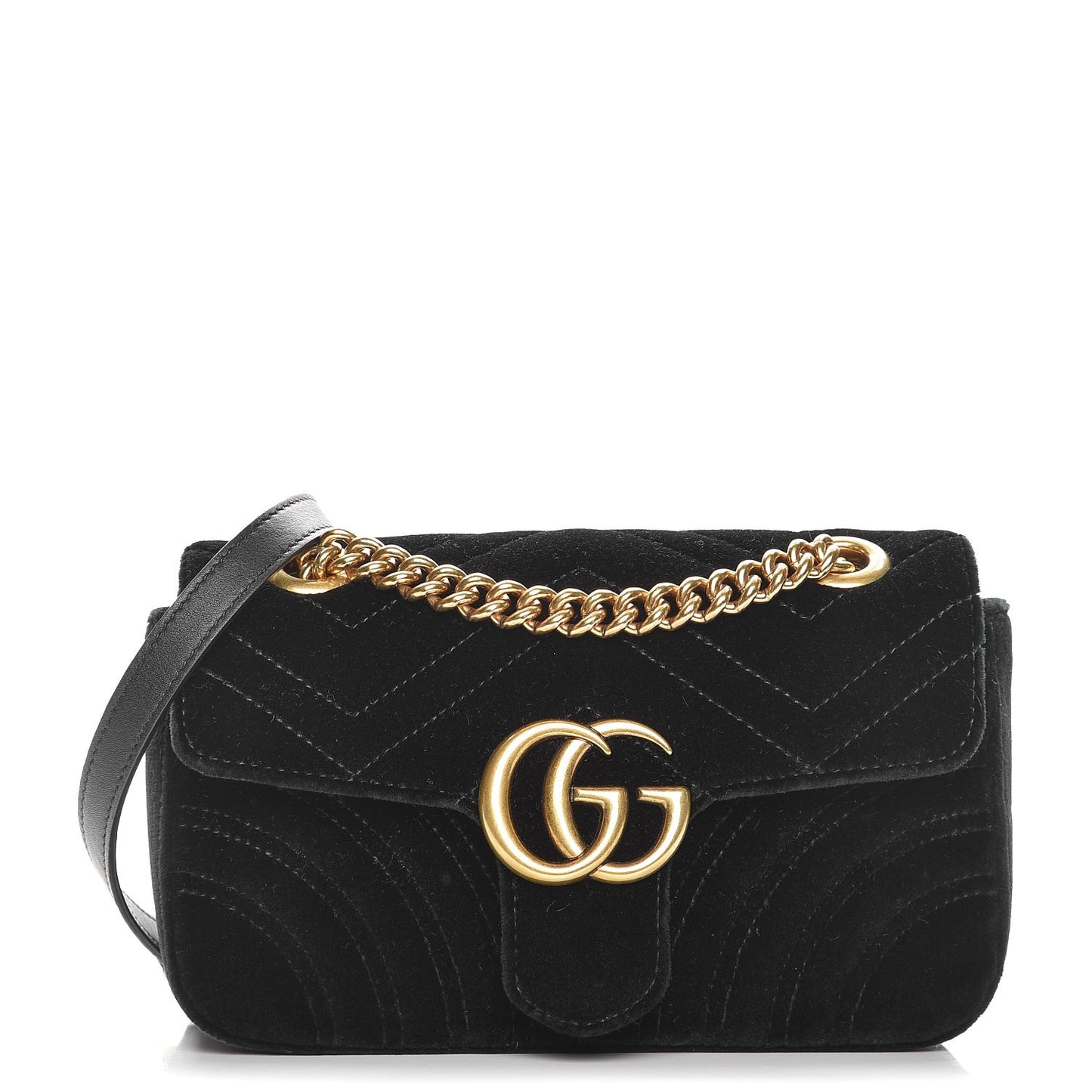 Velvet Matelasse Mini GG Marmont Shoulder Bag Black