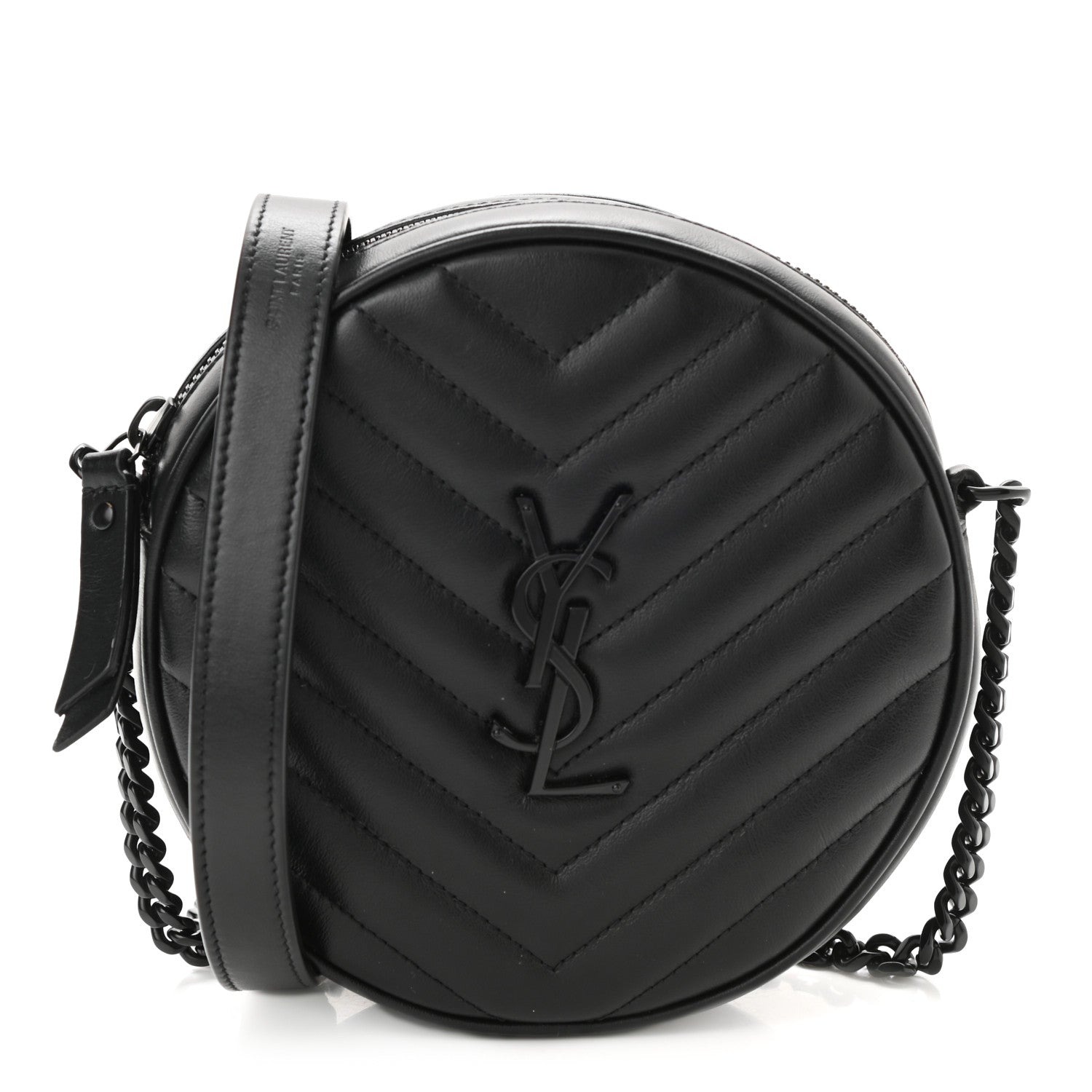 Saint Laurent Calfskin Matelasse Chevron Round Vinyle Camera Bag Black 1 of 9