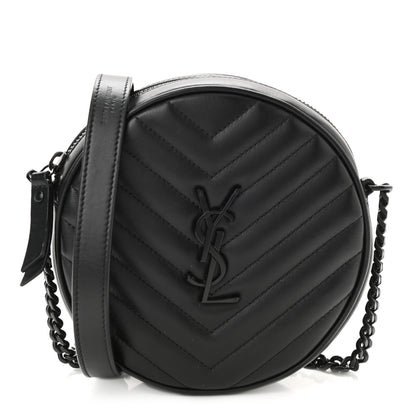 Saint Laurent Calfskin Matelasse Chevron Round Vinyle Camera Bag Black 1 of 9
