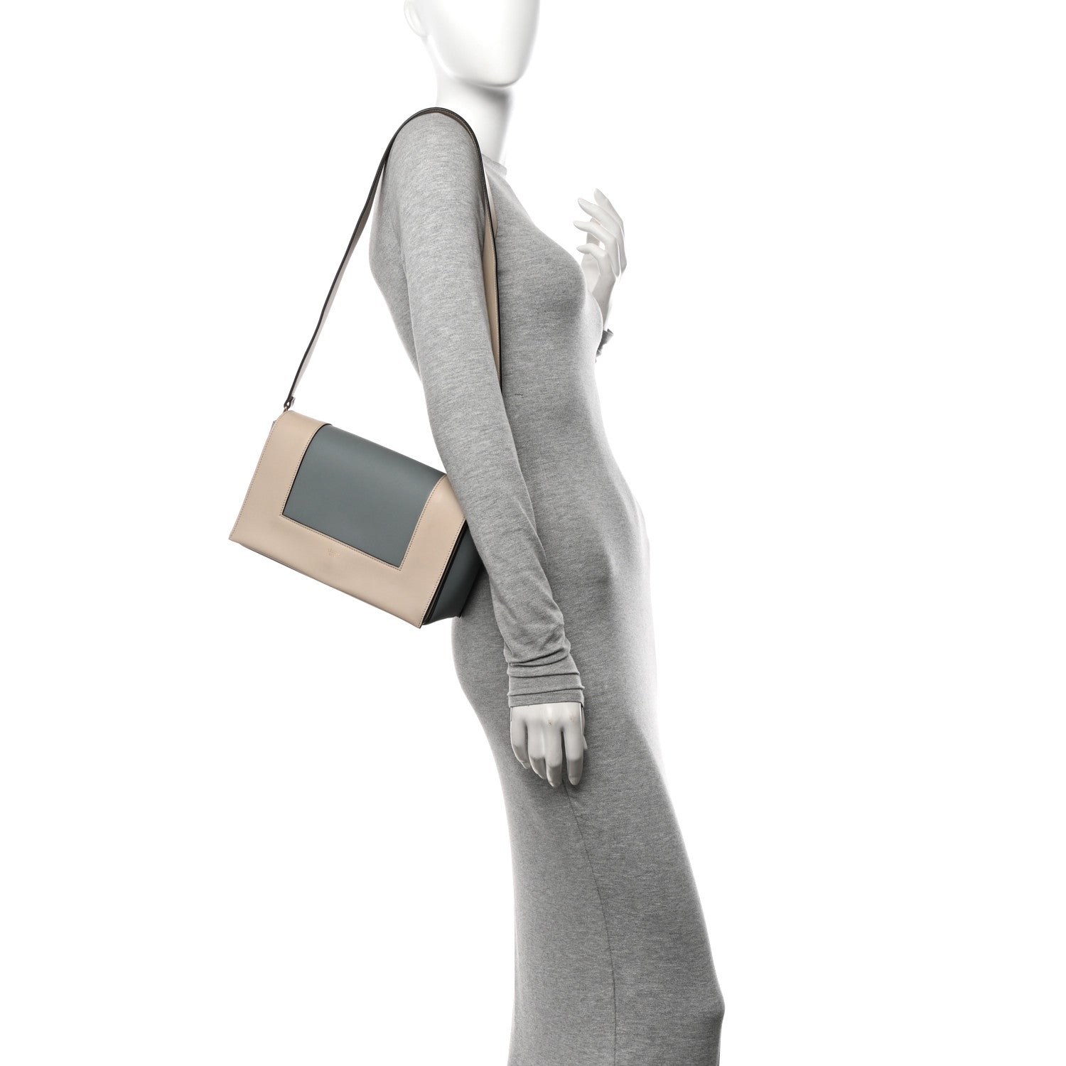 Celine Shiny Smooth Calfskin Medium Frame Shoulder Bag Grege Storm 2 of 12