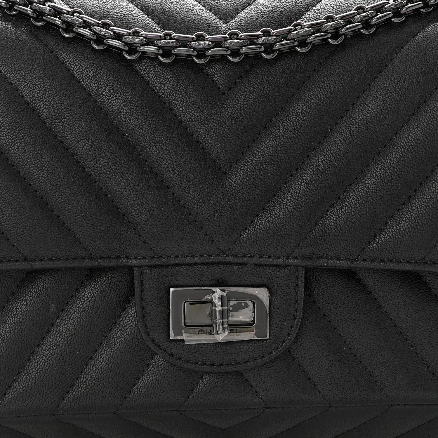 Chanel Sheepskin Chevron Quilted 2.55 Reissue 225 Double Flap So Black 8 of 14
