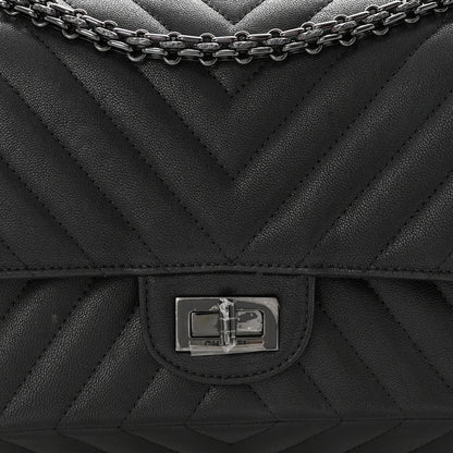Chanel Sheepskin Chevron Quilted 2.55 Reissue 225 Double Flap So Black 8 of 14