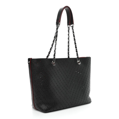 Chanel Perforated Grained Calfskin Small Shopping Tote Black 3 of 13