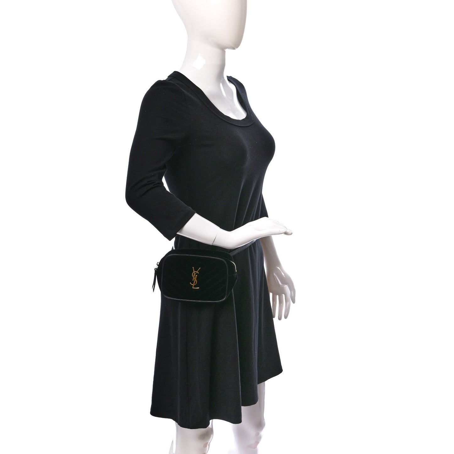 Velour Matelasse Monogram Lou Belt Bag Black