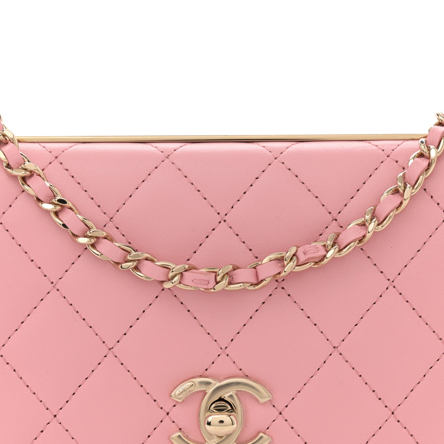 Chanel Lambskin Quilted Trendy CC Wallet On Chain WOC Pink 8 of 11