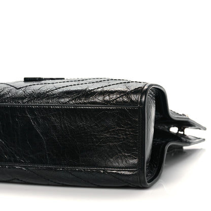Saint Laurent Crinkled Calfskin Matelasse Monogram Medium Niki Shopper Tote Black 9 of 11
