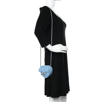 Chanel Lambskin Quilted CC In Love Heart Clutch With Chain Light Blue 2 of 12