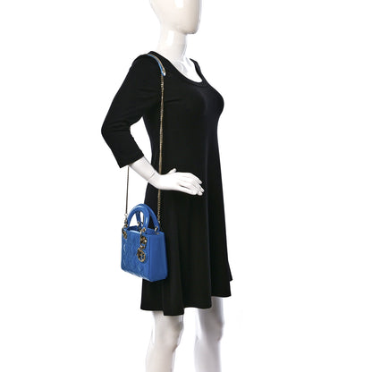 Christian Dior Patent Cannage Mini Lady Dior Blue 3 of 8