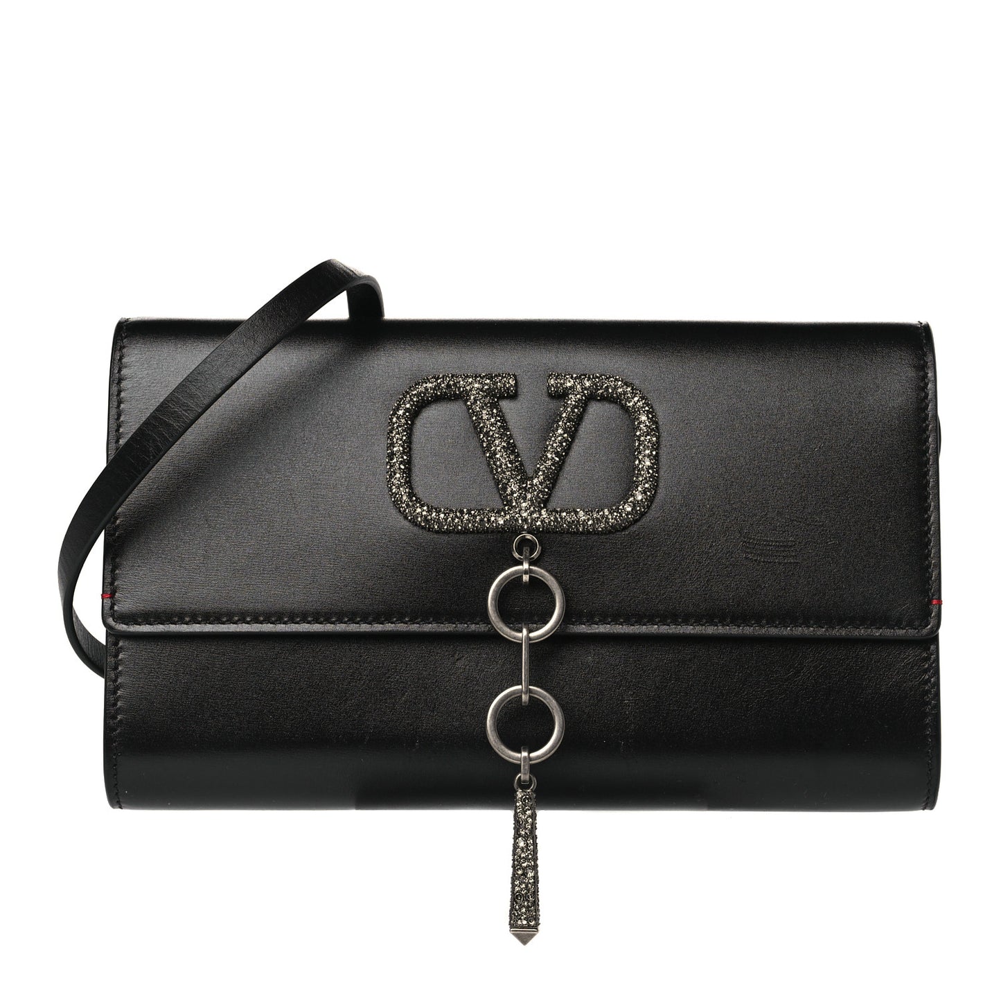 Calfskin VCase Chain Wallet Black