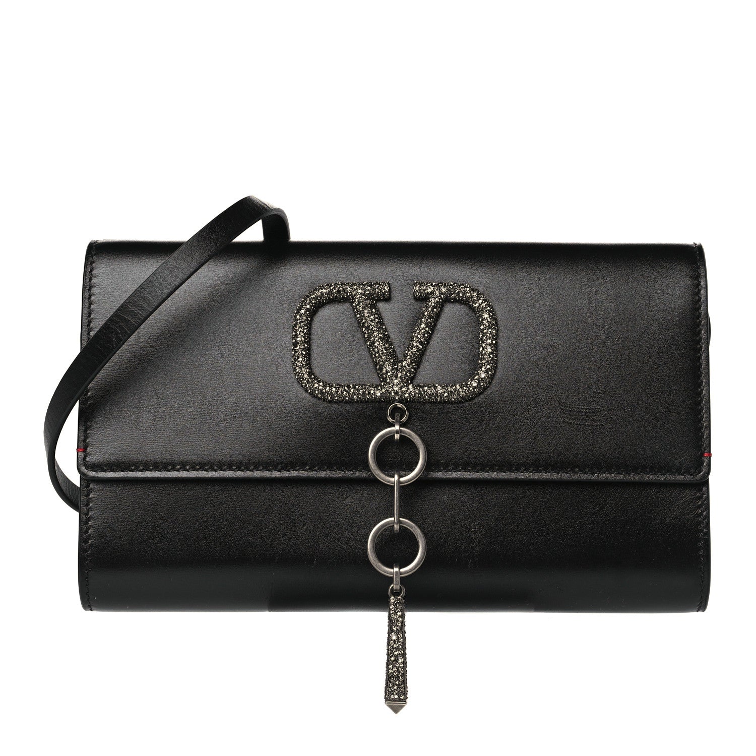 Valentino Garavani Calfskin VCase Chain Wallet Black 1 of 7