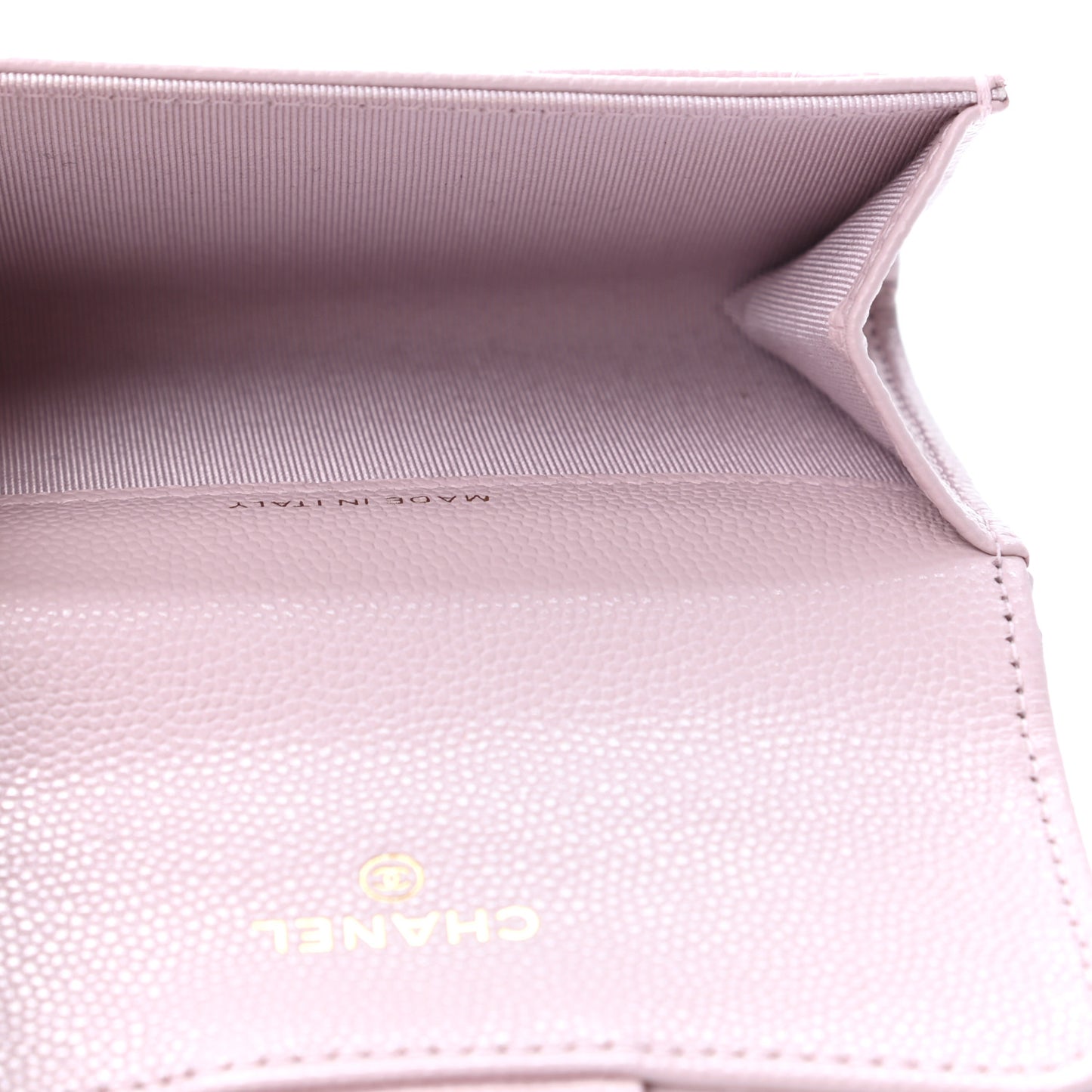 Caviar Quilted Flap Card Holder Wallet Light Pink