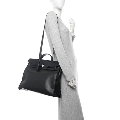 Hermes Toile H Berline Vache Hunter Herbag Zip 39 MM Black Ecru 2 of 15
