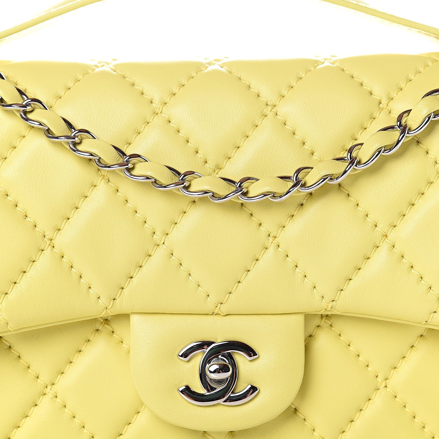 Chanel Lambskin Quilted Medium Easy Carry Flap Yellow 10 of 10
