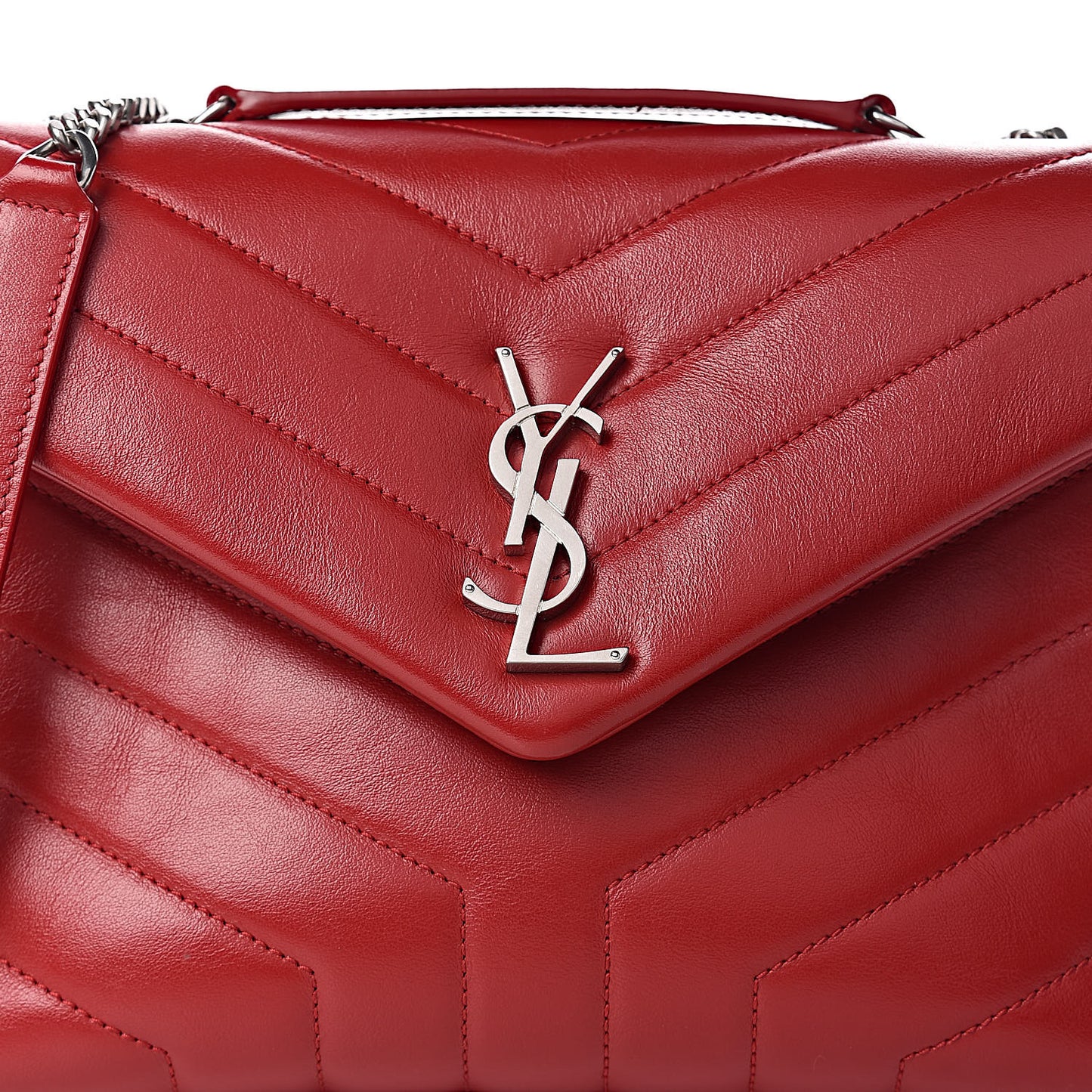 Calfskin Y Quilted Monogram Small Loulou Crossbody Bag Red
