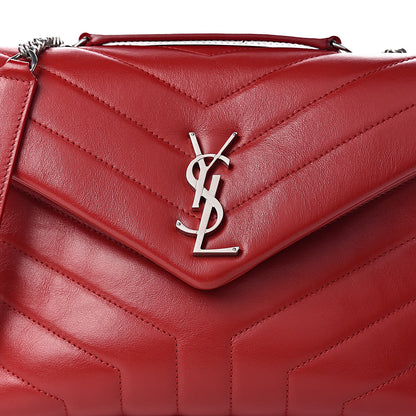 Saint Laurent Calfskin Y Quilted Monogram Small Loulou Crossbody Bag Red 9 of 12