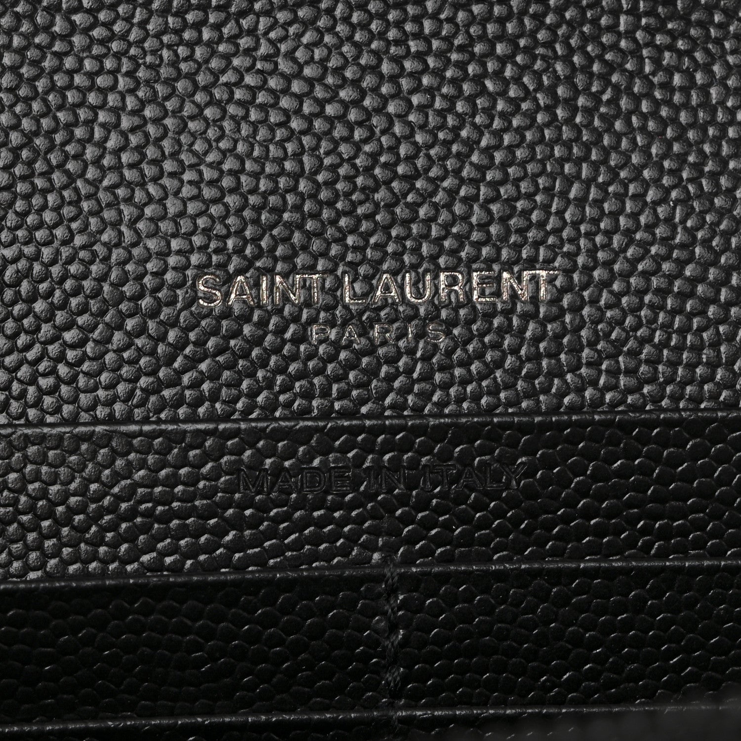 Saint Laurent Grain De Poudre Matelasse Chevron Monogram Monochrome Chain Wallet Black 6 of 11